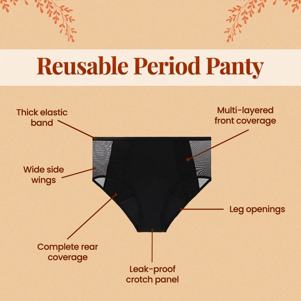 Floren Reusable Period Panty for stain-free and leak-free periods